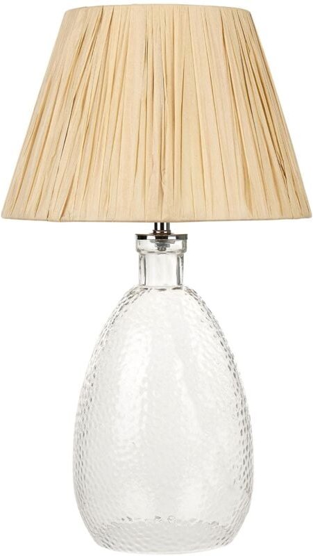 Tischlampe Transparent Glas 54 cm Papierschirm Kegelform Natürlich Langes Kabel mit Schalter Modern Skandinavisch Beleuc...