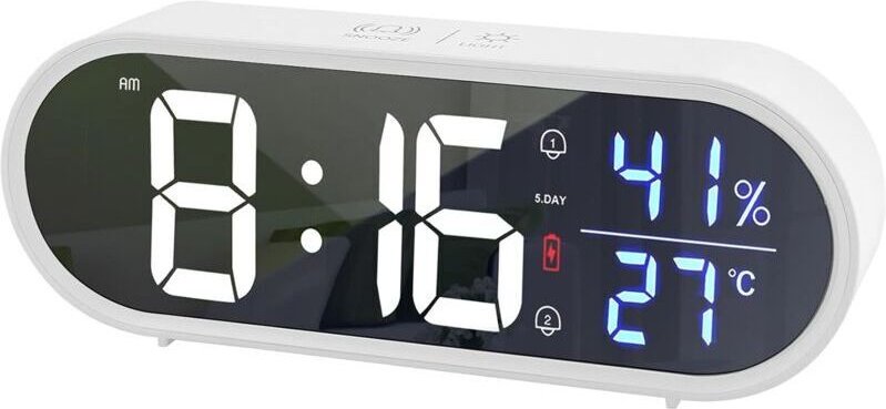 Vtizikl Réveil numérique, réveil miroir portable à LED, réveil de voyage rechargeable USB avec commande vocale, double a...