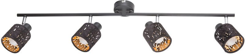 Etc-shop - Decken Strahler verstellbar Dekor Stanzung Wohn Zimmer Samt Lampe schwarz gold