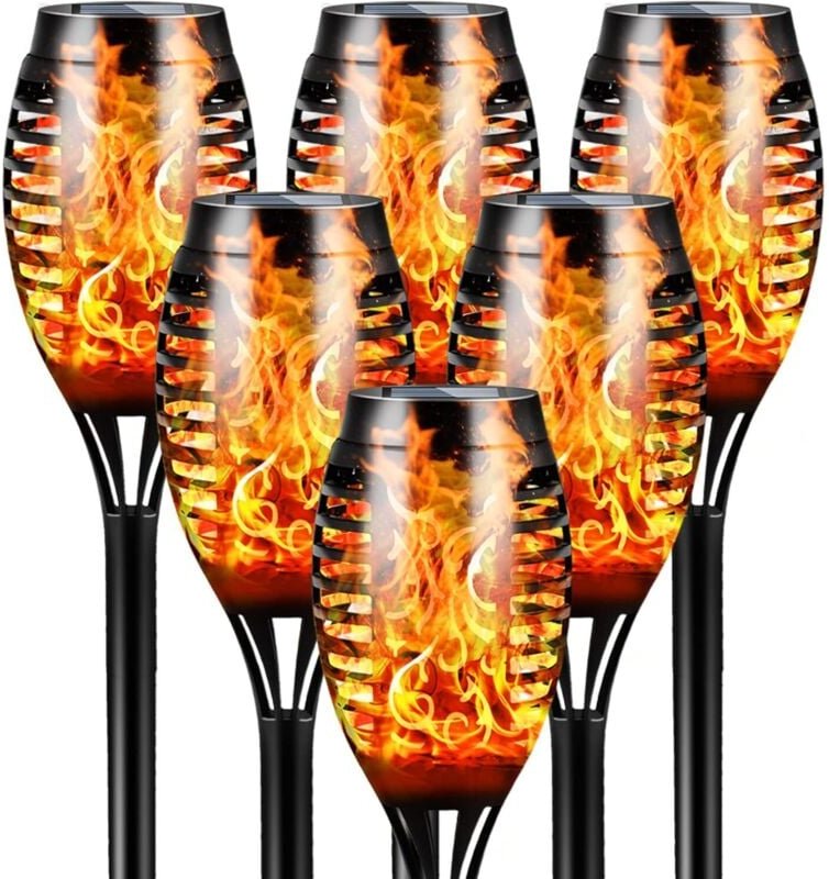 Thumbnail - Wasserdichte Solar-Taschenlampen, 6er-Pack, 12 LEDs, tanzende, flackernde Flammen, Solarlichter, Landschaftsdekoration, ...