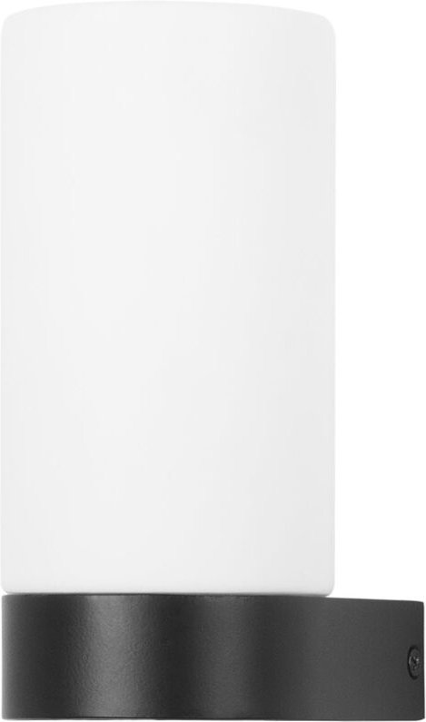 Metà - Aplique de Pared para Baño con IP44 para Bombilla E14 Fabricado en Aluminio Negro y Difusor de Cristal Opal