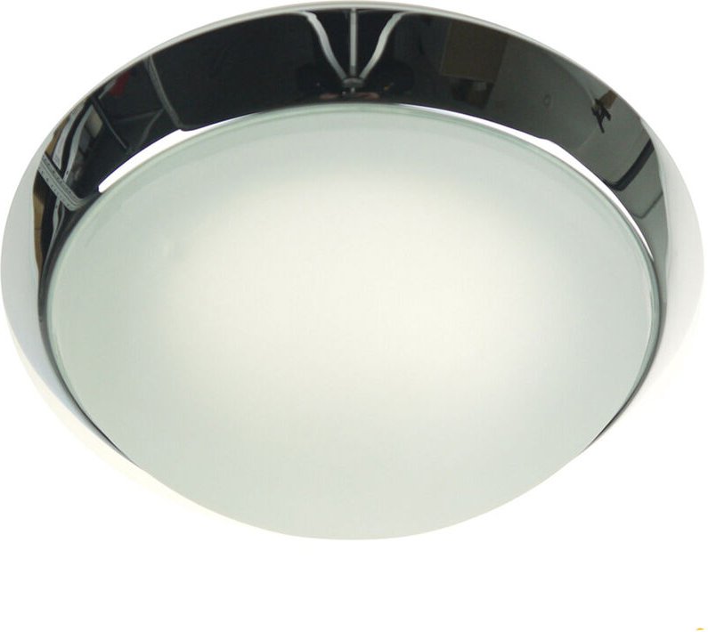Led Deckenleuchte rund, Glas satiniert mit Klarrand, Dekorring Chrom, ø 40cm