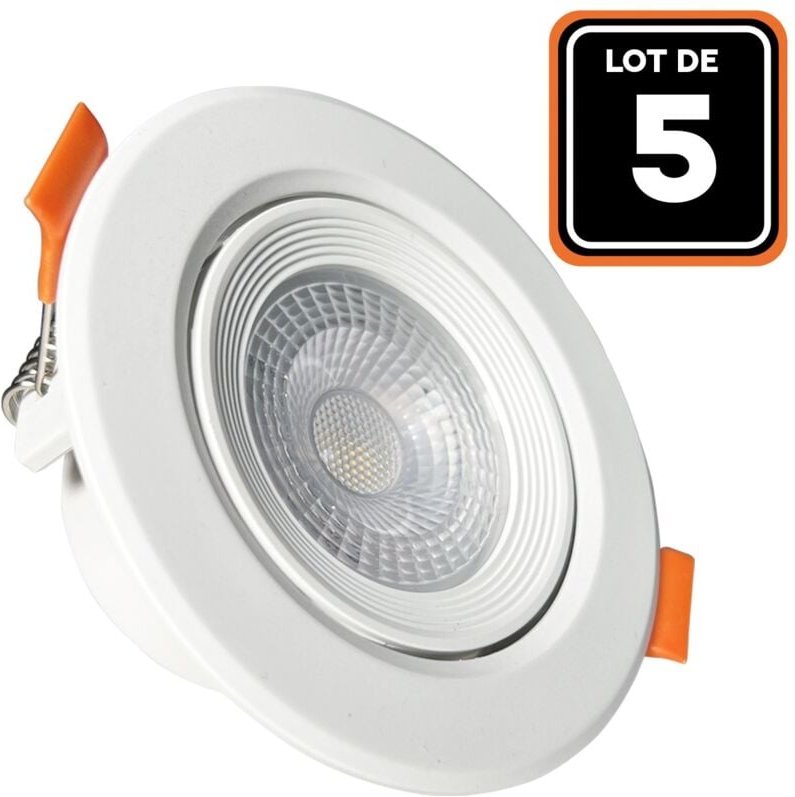 5er- LED-Einbauleuchten, rund 5W - Warmweiß 3000K