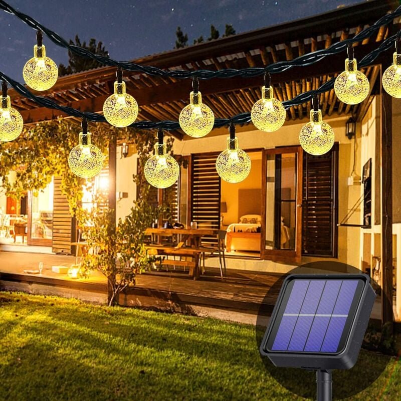 Thumbnail - Solar-Lichterkette für den Außenbereich, 50 LEDs, 8 Modi, Kristallkugel-Lichterkette, für Außen/Innen, Balkon, Hochzeite...