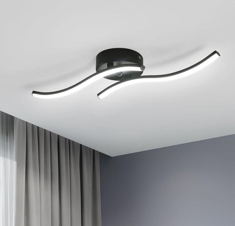 Goeco - LED-Deckenleuchte, 12 w, 1300 lm, moderne Acryl-Deckenleuchte, 6500 k kaltweißes Licht, Innen-Kronleuchter, schw...