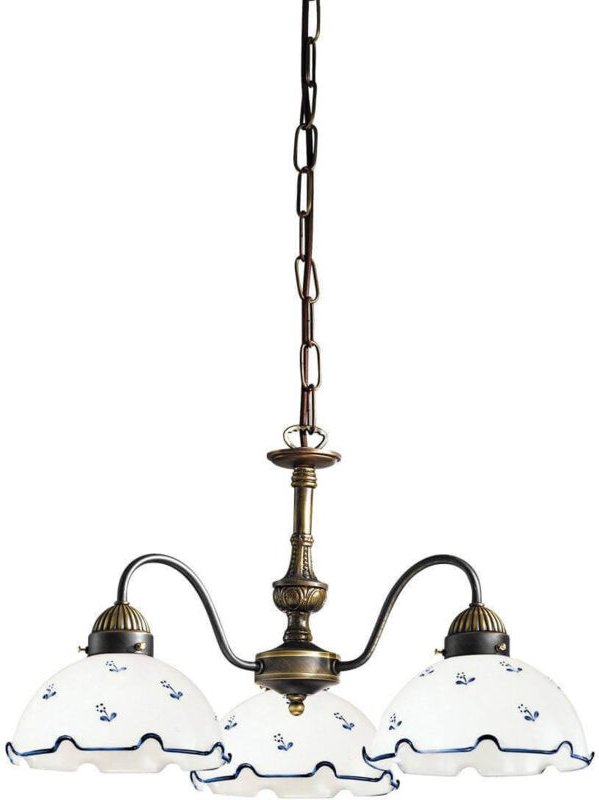 Kolarz - nonna - Cottage Style Glas 3 Arm Kronleuchter Matt Antik Messing, 3x E27