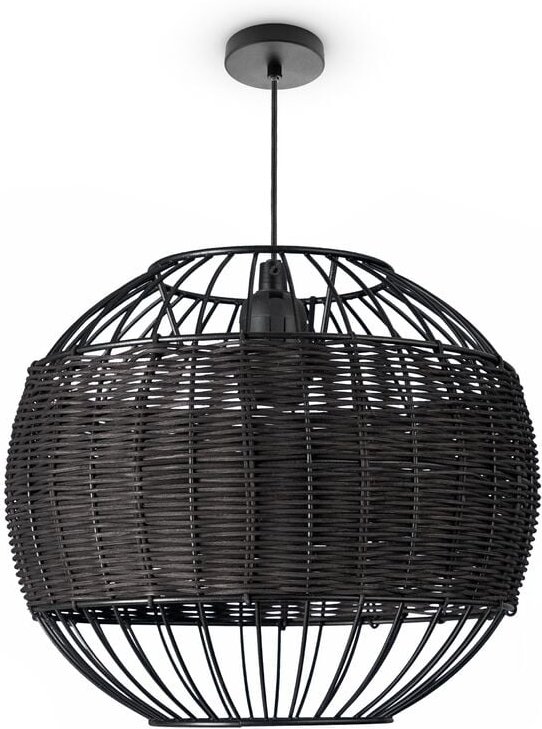 Rattan Pendelleuchte Wohnzimmer Tischleuchte Boho Käfig Lampe Nachttisch Metall Schwarz (Ø30cm), Pendelleuchte - Typ 3 -...