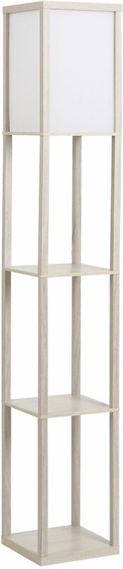 Thumbnail - Stehlampe mit Regalen, Wohnzimmer Stehleuchte mit E27 Fassung bis 40W, Nachttischlampe mit Lampenschirm, Standlampe für ...