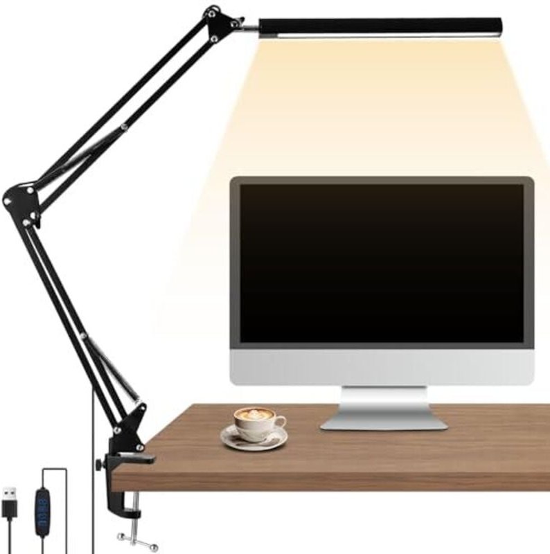 Thumbnail - LED-Schreibtischlampe, 3 Modi und 10 Stufen, 1700 lm, Klemmdesign, flimmerfreies Schreibtischlicht, moderne Architektenl...