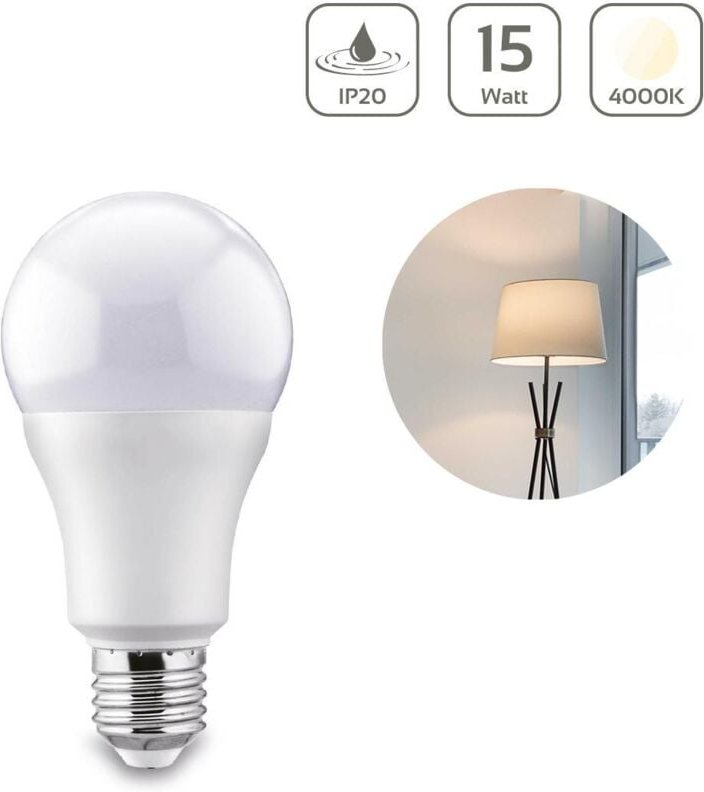 LED Lampe E27 15W A65 matt 1350lm - Lichtfarbe: Neutralweiß 4000K