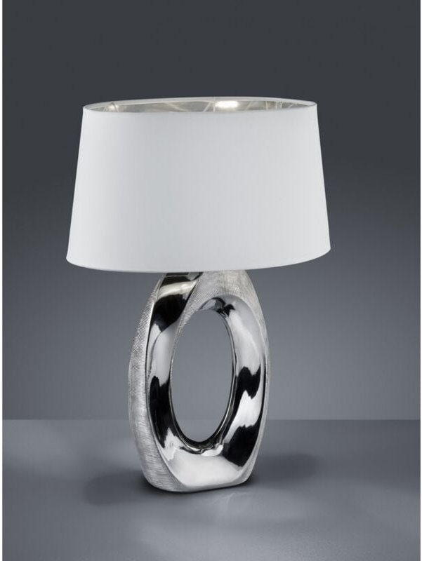 Moderne Tischlampe Silber Keramik Taba H52 cm Trio Lighting