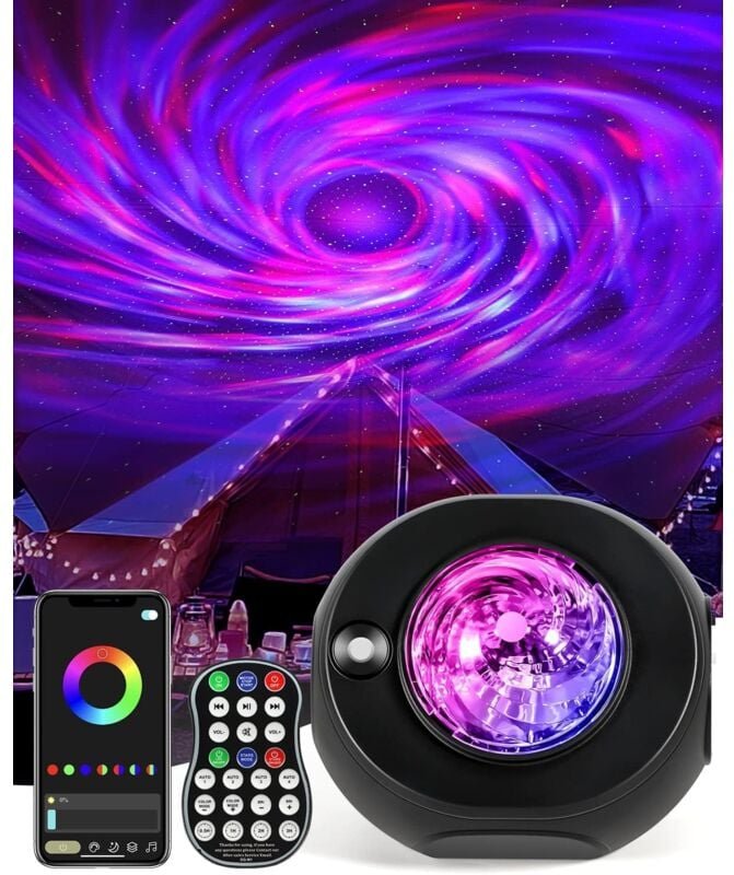 Sternenhimmel-Projektor, Kinder-Nachtlicht-Galaxie-Projektor mit Fernbedienung und App, Sternenprojektor, Lautsprecher, ...