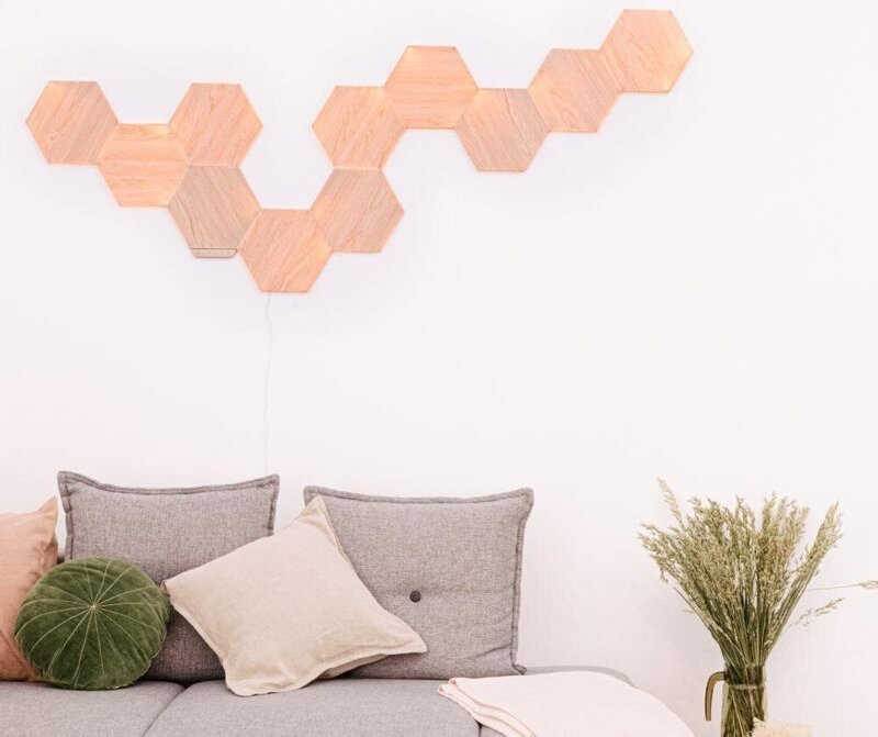 Elements Wood Look Hexagons Starter Kit - 13 pk - Nanoleaf