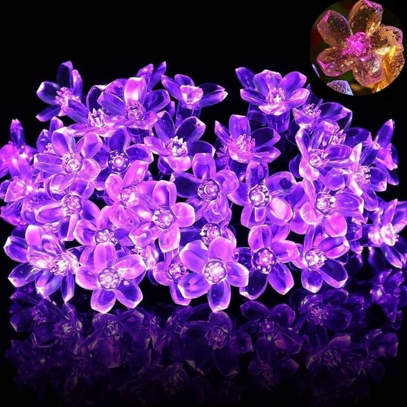 Thumbnail - Lichterkette für den Außenbereich, 50 LEDs, 8 Kirschblüten-Dekolichter, einteilig
