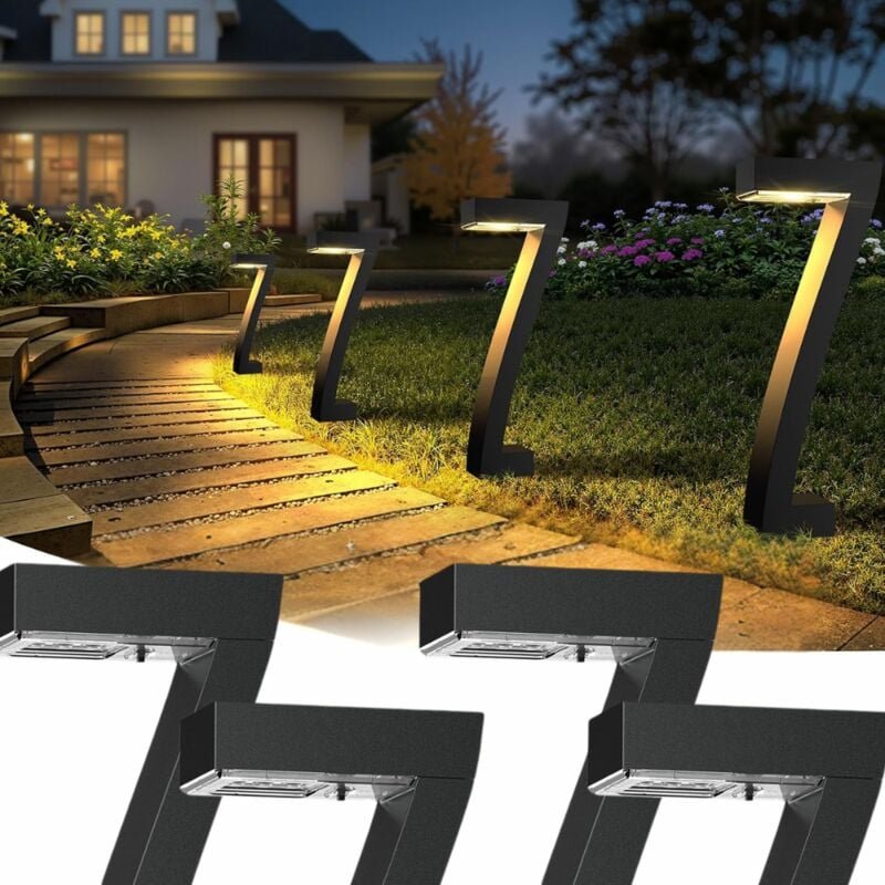 4 Stück stylische Solarleuchten für den Außenbereich – mit 1200 mAh Akku – wasserdicht IP65 – für Gartendekoration etc.