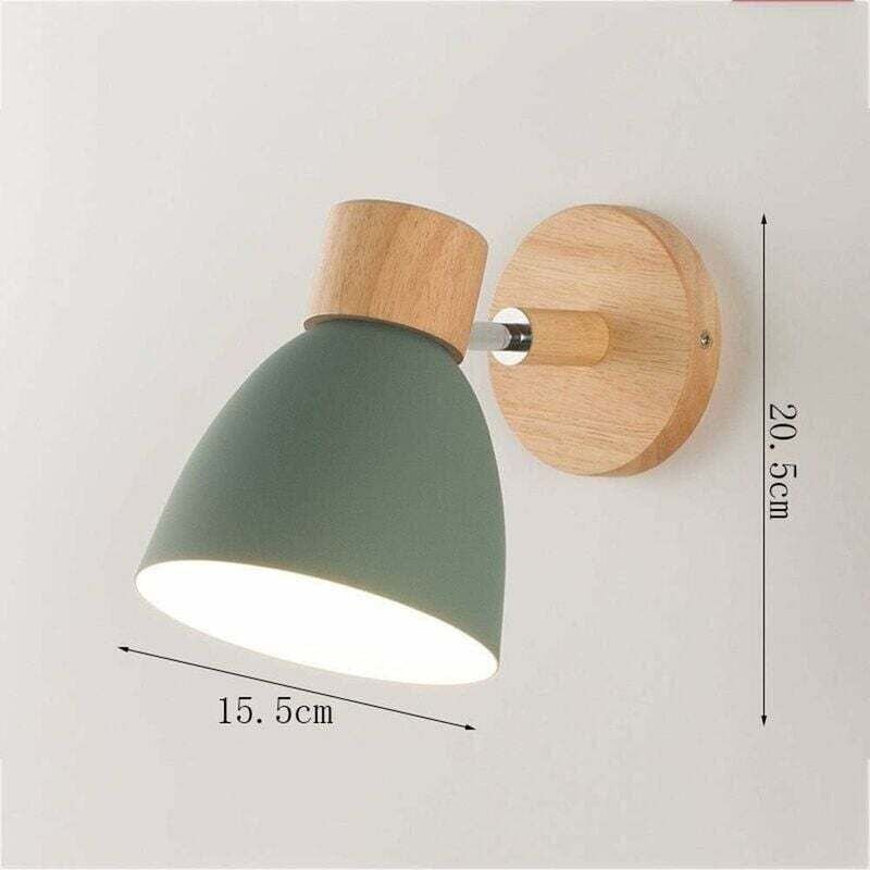Nordische Metall-Eisen-Macaron-Wandlampe für Schlafzimmer, Nachttischlampe, modern, einfach, E27, Holzsockel, Wand, Arbe...