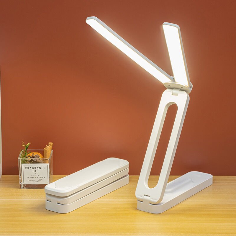 Wiederaufladbare LED-Schreibtischlampe, faltbar, Helligkeit einstellbar, Ein-Knopf-Bedienung, USB-Anschluss, tragbar, zw...