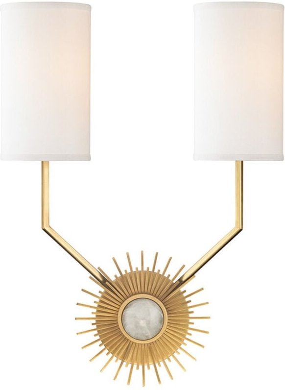 Borland 2-flammige Wandleuchte Messing, Seide