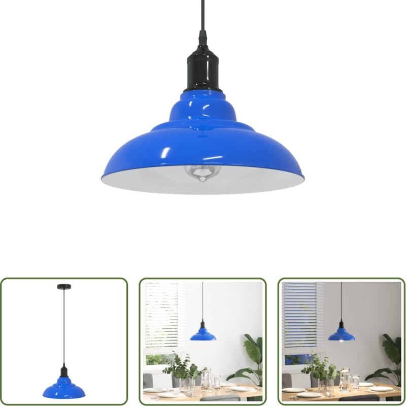 vidaXL Höhenverstellbar - Pendelleuchte Höhenverstellbar E27 Dunkelblau Glänzend Ø 31 cm