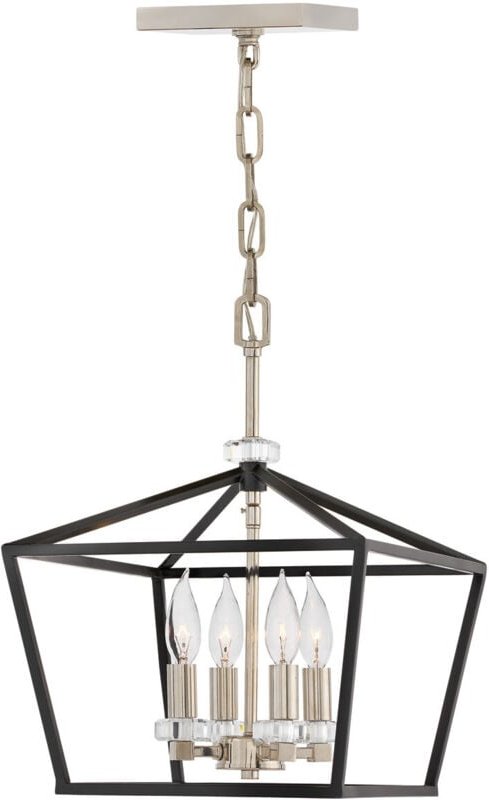Hinkley Stinson Laternen Pendelleuchte Schwarz mit poliertem Nickel - Elstead