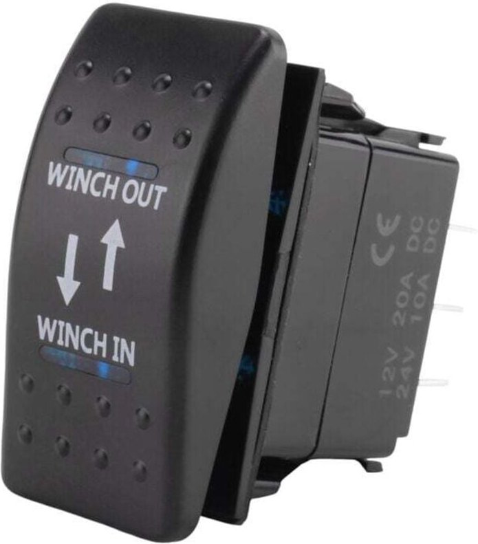 12V 20A Seilwinden-Ein-Aus-Wippschalter, 7-polig, blaue LED
