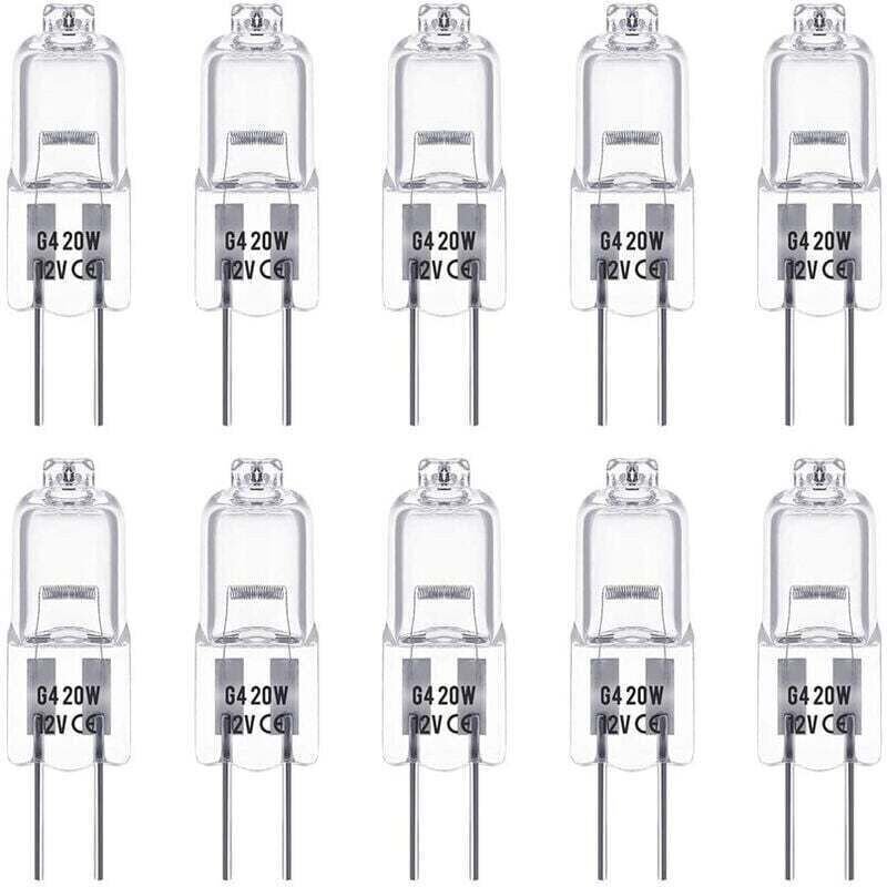 G4-Halogenlampen, 12 V, 20 W, Stiftsockel, warmweiß (2800 K), dimmbar, Niedervolt-Halogenlampe, klare Kapsellampe, 10er-...