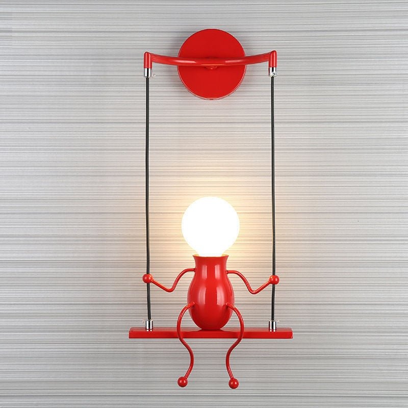 Thumbnail - Moderne Wandlampe Humanoid Kreative Wandleuchte Art Deco Flurlampe Rot für Kinder Zimmer