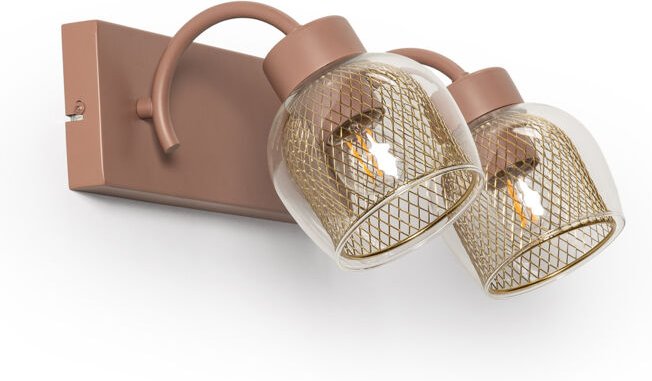 Wandleuchte Metall und Glas Aziel 2 Strahler Make-up Rosa