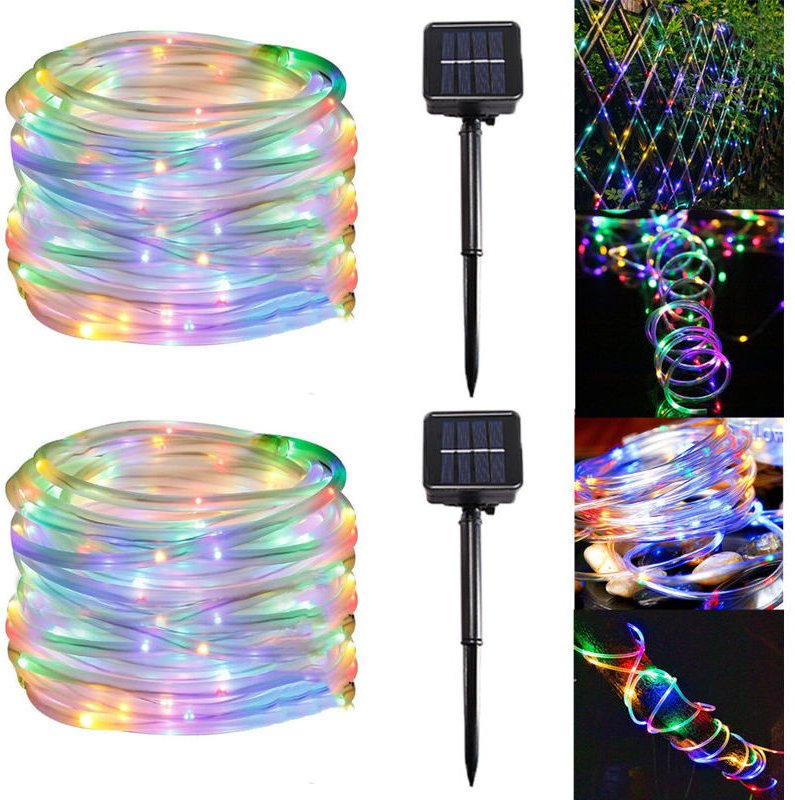 2er-Pack Solar-LED-Lichter mit 7 m Kupferkabel, wasserdichte Außenbeleuchtung für Weihnachtsbaum und Garten