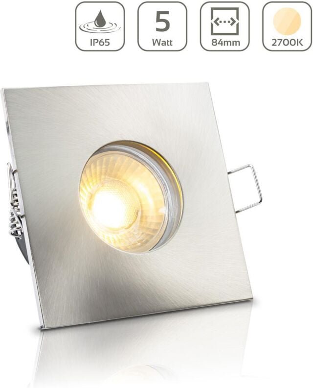 Einbauspot IP65 eckig - Farbe: Edelstahl - LED Leuchtmittel: GU10 5W warmweiß