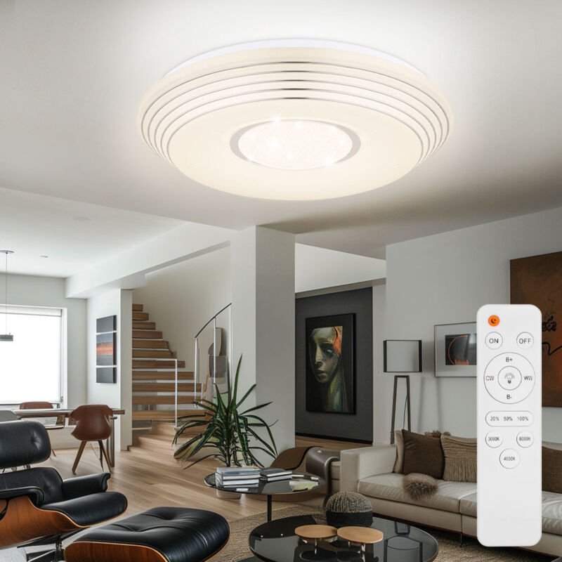 Etc-shop - Deckenleuchte dimmbar mit Fernbedienung Küchenlampe led Deckenlampe Wohnzimmer mit Sterneneffekt, Lichtfarbe ...