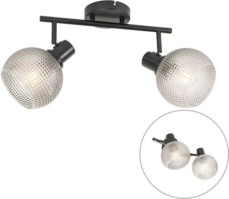 Design Spot schwarz mit Rauchglas 2-flammig - Chico
