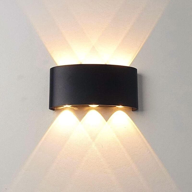 Thumbnail - Moderne LED-Wandleuchte für den Innenbereich, warmweiß, 6 W, schwarzes Gehäuse, IP65 wasserdicht, Außenwandleuchte aus A...
