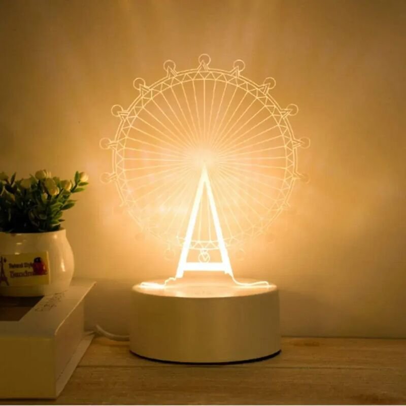 3D-Diashow-Riesenrad-Nachtlicht für Kinder mit Touch-Fernbedienung, Helligkeitsregelung, LED-Tischlampe, kreatives Nacht...