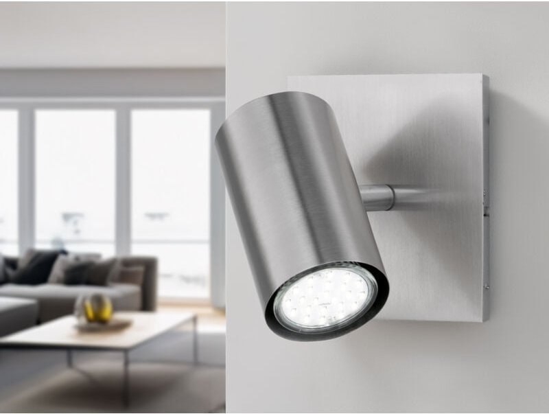 Meinewunschleuchte - led Wandstrahler Silber matt mit schwenkbarem Spot, Breite 12cm
