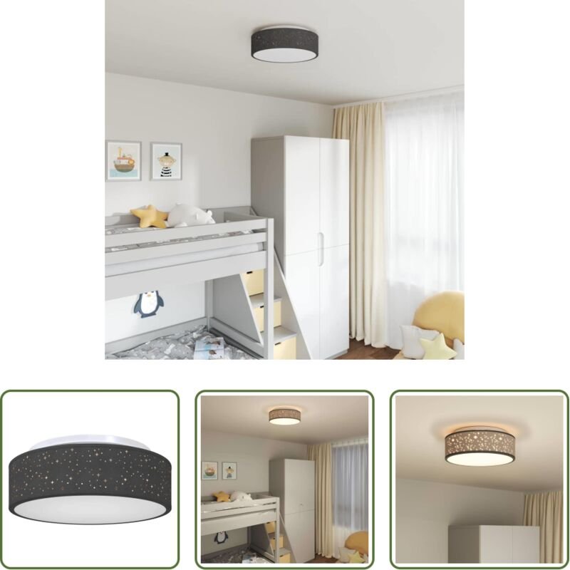 Spotleuchte - Deckenlampe mit Strahlern Schwarz 38 x 38 x 13,5 cm Stoff