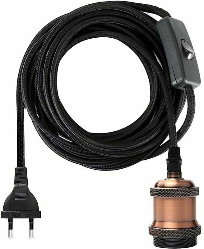 E27-Fassung mit Schalter. 3,5 Meter langes, stoffummanteltes Elektrokabel für Retro-Edison-/Pendellampenfassung.