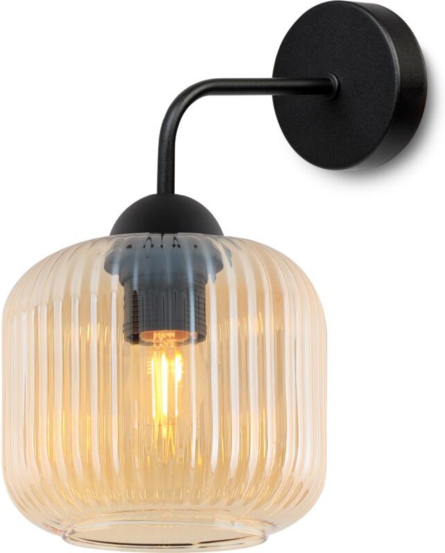 Riffle Schwarze Wandleuchte 1 Flache Honigzylinderlampe E27