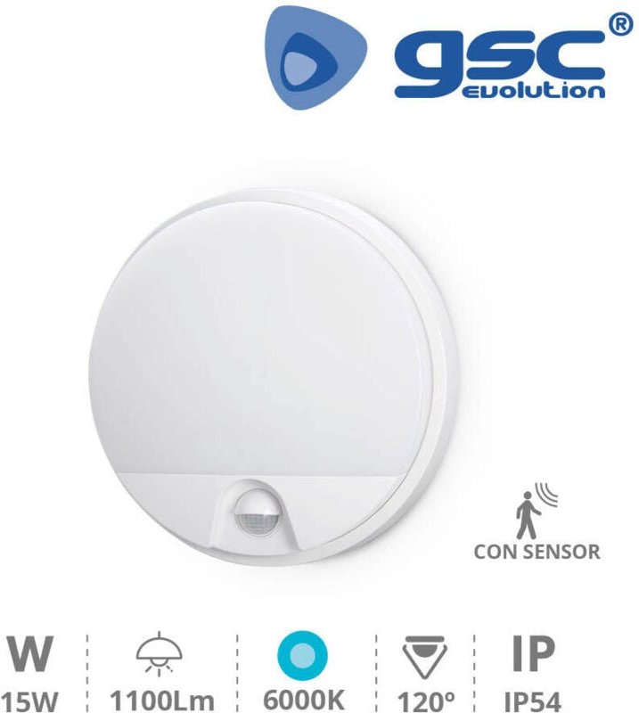 GSC - Wandleuchte led mit Sensor Detian 15W 6000K Weiß 200205015