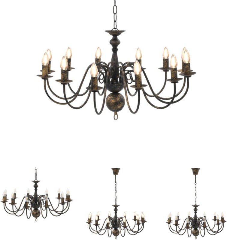 The Living Store - Kronleuchter Antik-Schwarz 12 × E14-Fassungen - Kronleuchter - Schwarz