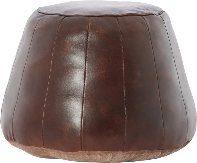 Light & Living Pouf DOVIO Leder in Dunkelbraun – Ø56x42 cm