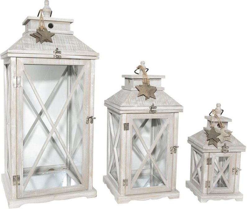 TrendLine Holzlaterne 68 x 29 x 29 cm grau