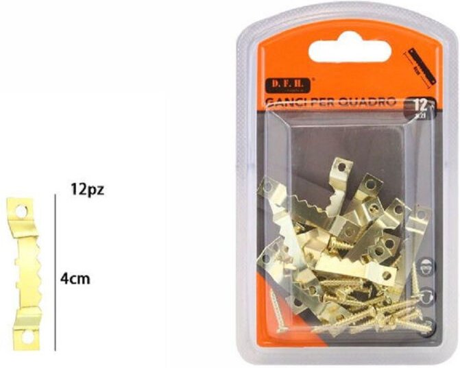 Trade Shop Traesio - Trade Shop - set mit 12 goldenen haken für bilder, bilderrahmen, wandaufhängung, 4 cm 07516 -