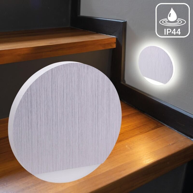 LED Treppenleuchte IP44 Alu-gebürstet - Lichtfarbe: Neutralweiß 1,5W - Lichtaustritt: Orbis