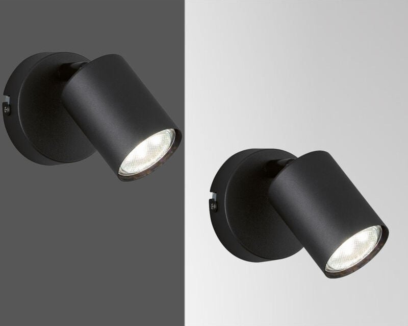 2er set led Wandstrahler Schwarz mit Schalter, Breite 8cm