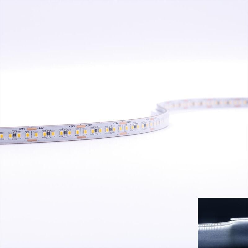Strip 24V CRI90 LED Streifen 5M 12W/m 240LED/m 8mm - Lichtfarbe: Kaltweiß 6000K - Schutzart: IP65