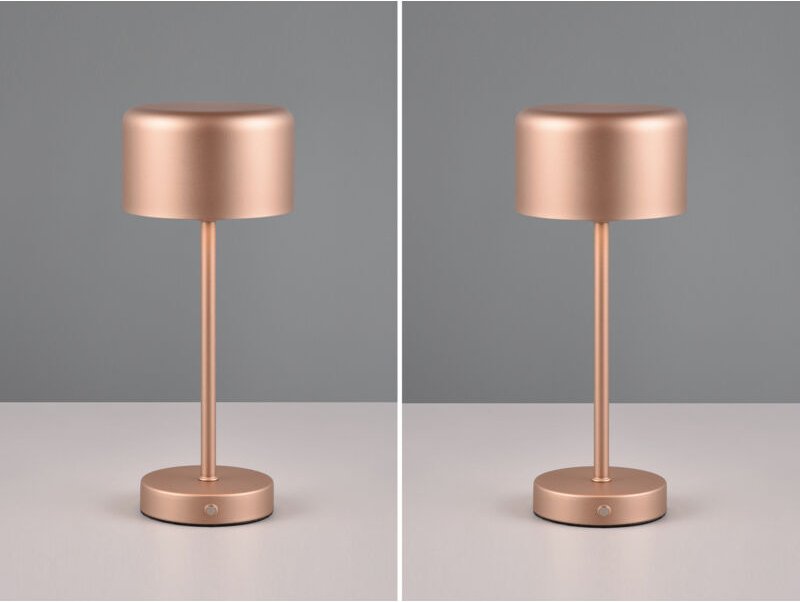 Meinewunschleuchte - 2er set Akku Tischleuchten, per usb aufladbar, dimmbar, Coffee, Höhe 30cm