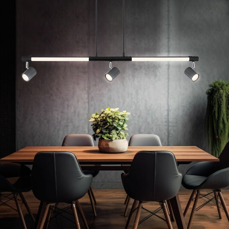 Hängeleuchte Pendellampe Esszimmerlampe Spotstrahler Deckenleuchte, Metall Chrom schwarz Kunststoff opal, 3x GU10, Spots...