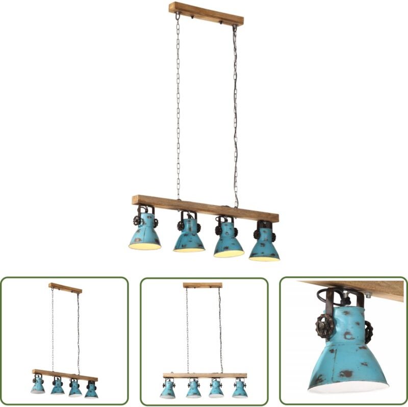 The Living Store Deckenleuchte 25 W Blau 90x24x111 cm E27 - Dekanleuchte - Industrielampen - Hängelampe - Wohnraumbeleuc...