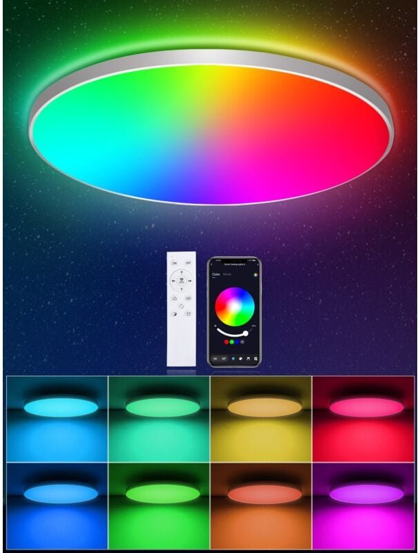 Oraymin - Deckenleuchte Dimmbar rgb Bluetooth Fernbedienung APP-Steuerung